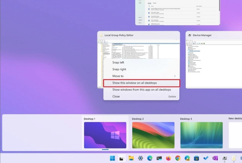 نمایش یک برنامه درهمه دسکتاپ های ویندوز 11